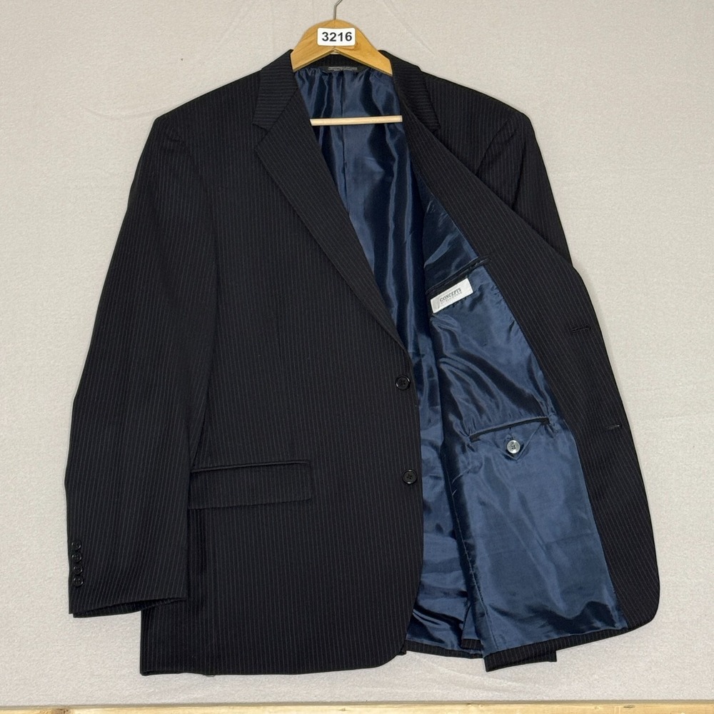 Claiborne Blazer Sport coat Jacket 46R 100% Wool Blue Pinstripe